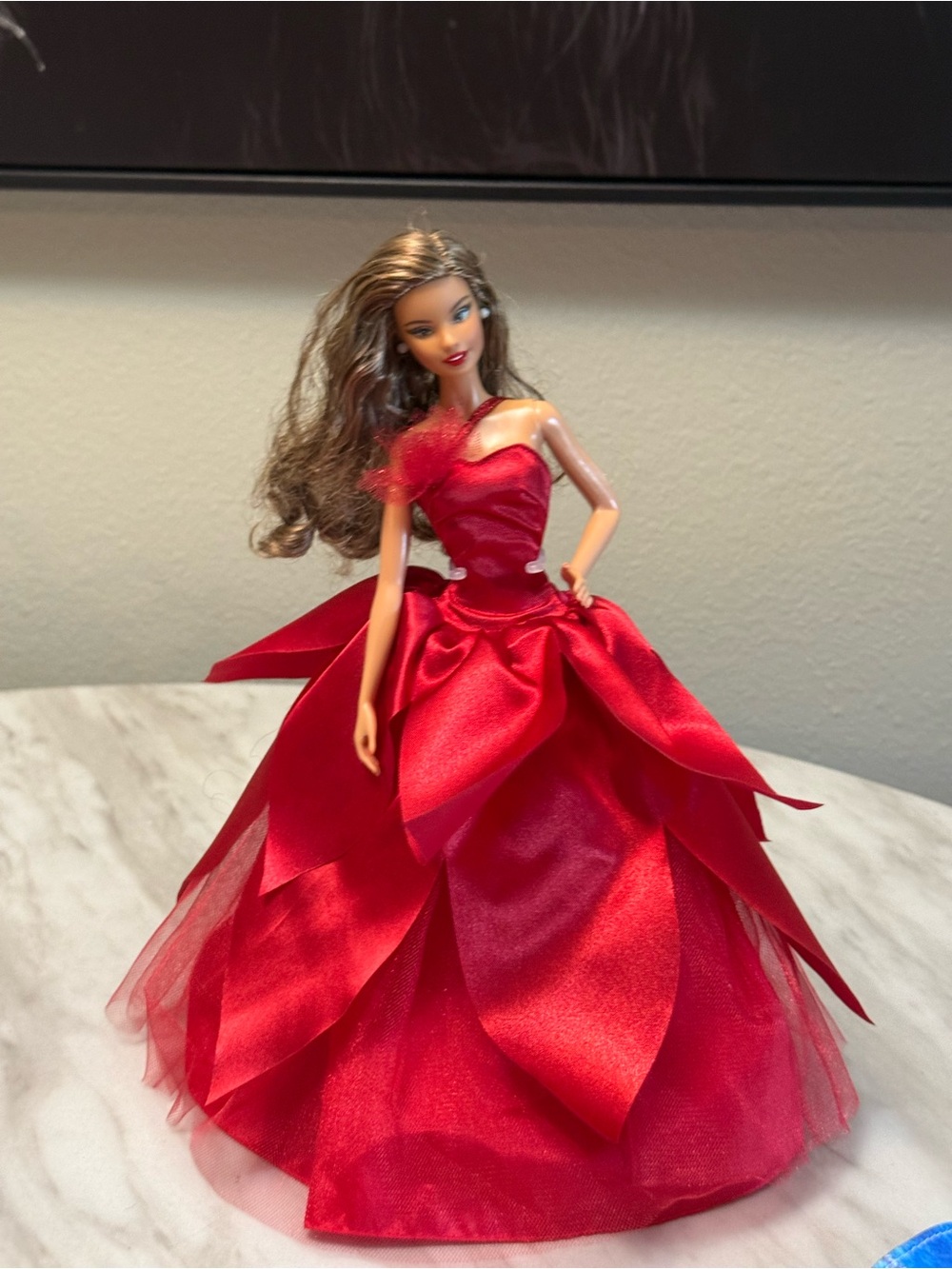 Barbie brunette 2025 holiday dress and doll
